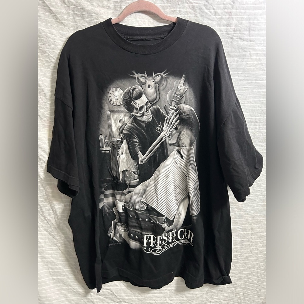 Fresh Cut David Gonzales Art Men’s Black Cotton Short Sleeve Graphic Tee 3XL B38